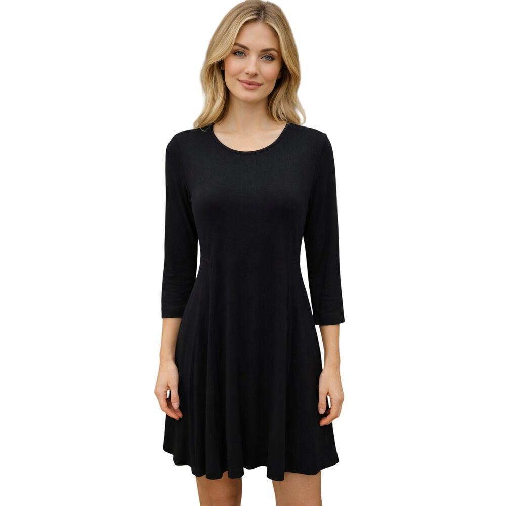 Donna Ricco Black Modal Stretch Midi Dress EUC